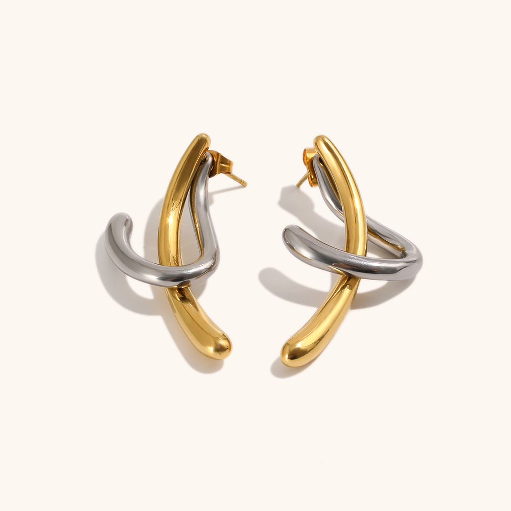 Mininalist Line Cross Stud Earring