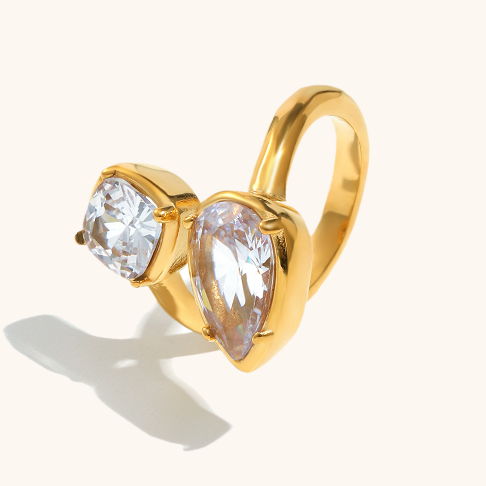 Geometric Zircon Gold Plated Ring