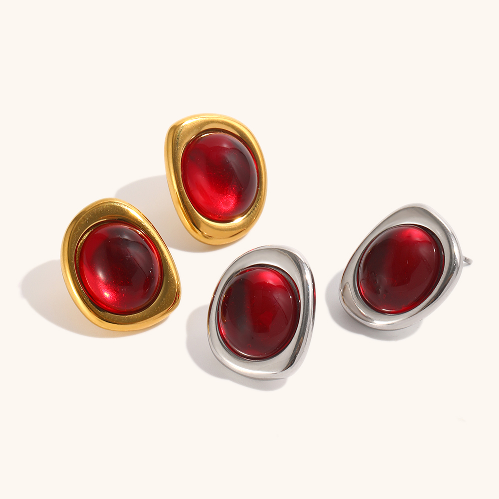 Irregular Ruby Stud Earring