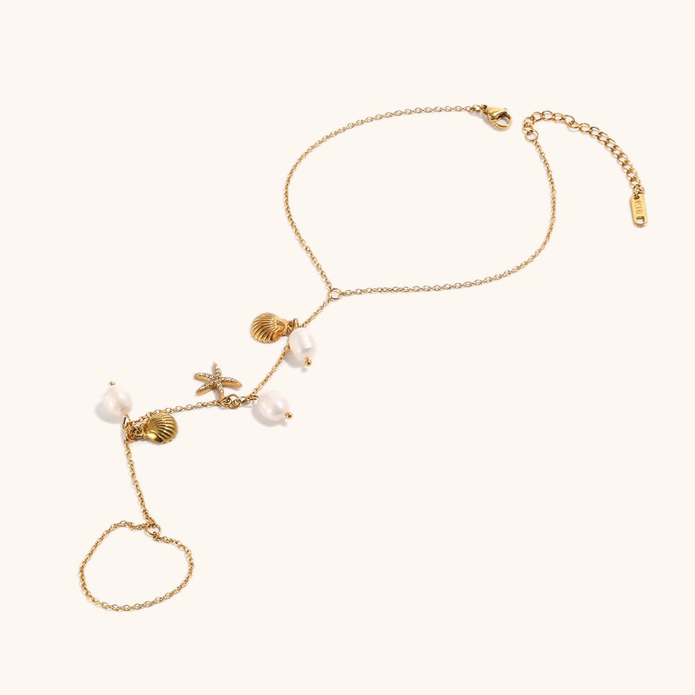 Imitation Pearl Gold Plated Ring Bracelet