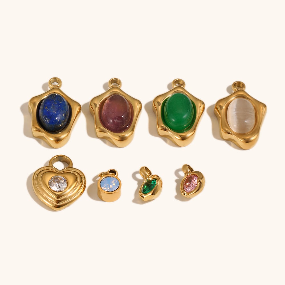 Opal & Zircon Gold Plated Pendants Set