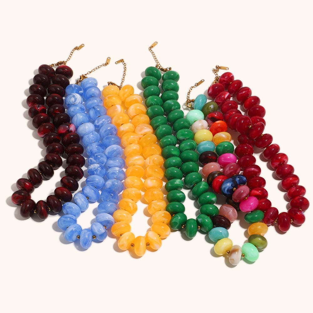 Colorful Resin Acrylic Beaded Chain Necklace