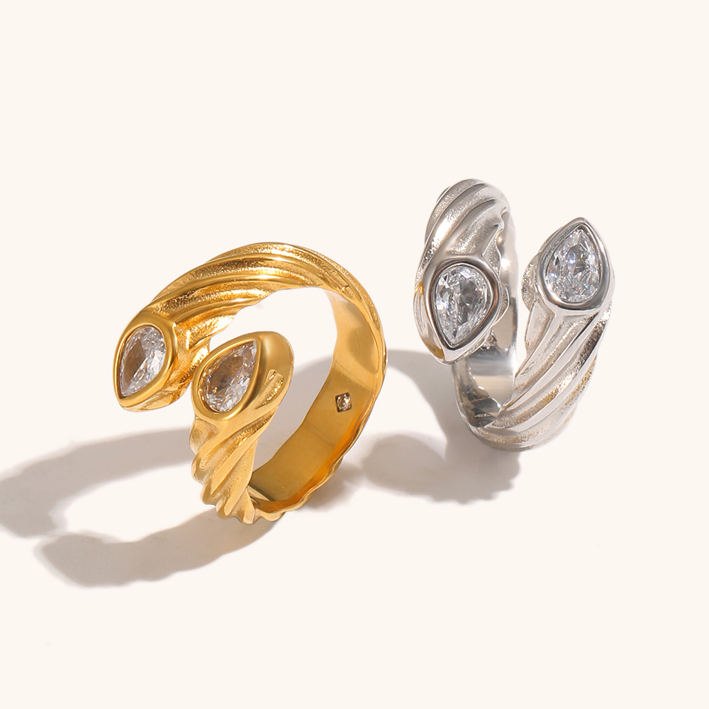 zircon eye statement cuff bangle set-6