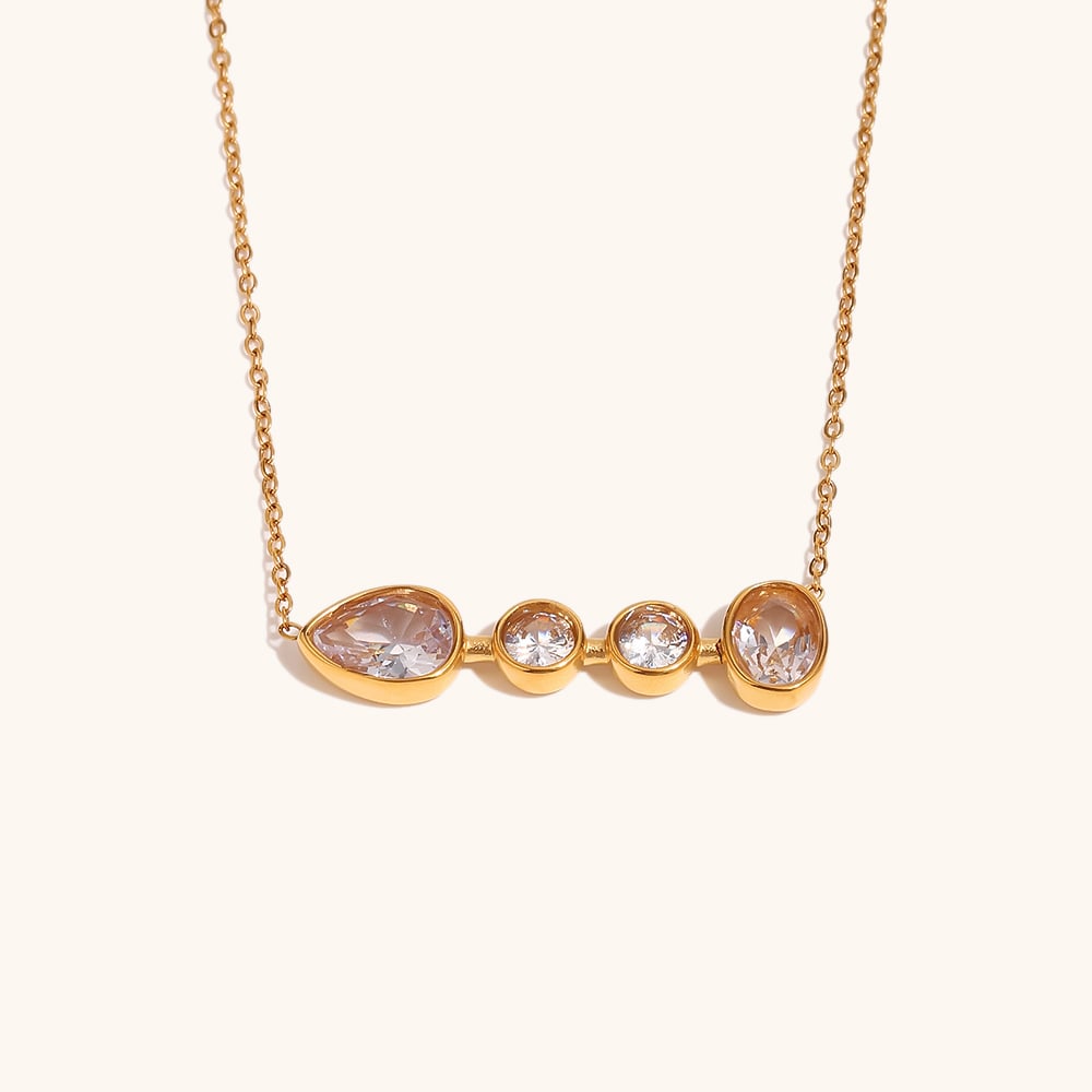 Water Drop Round Zircon Pendant Necklace