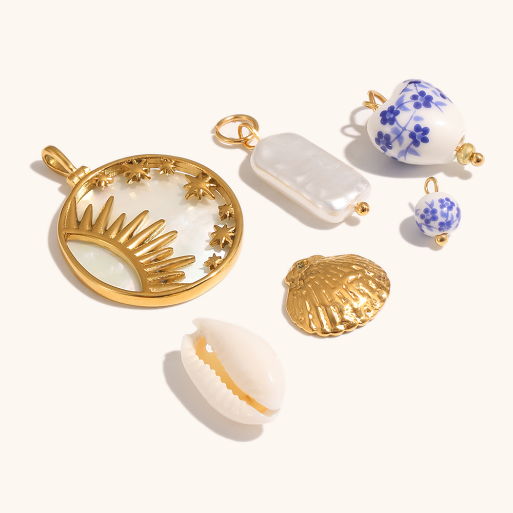 Shell & Pearl Gold Plated Pendants Set