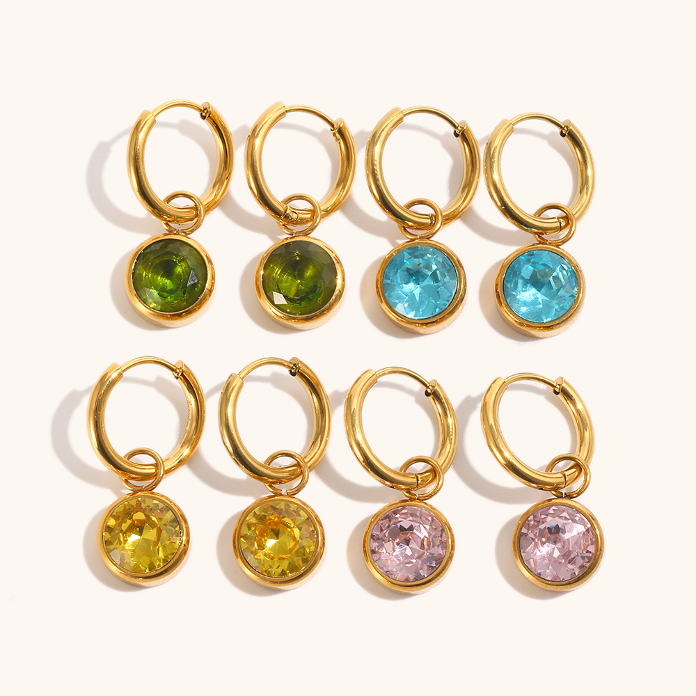 Colorful Zircon Gold Plated Earrings