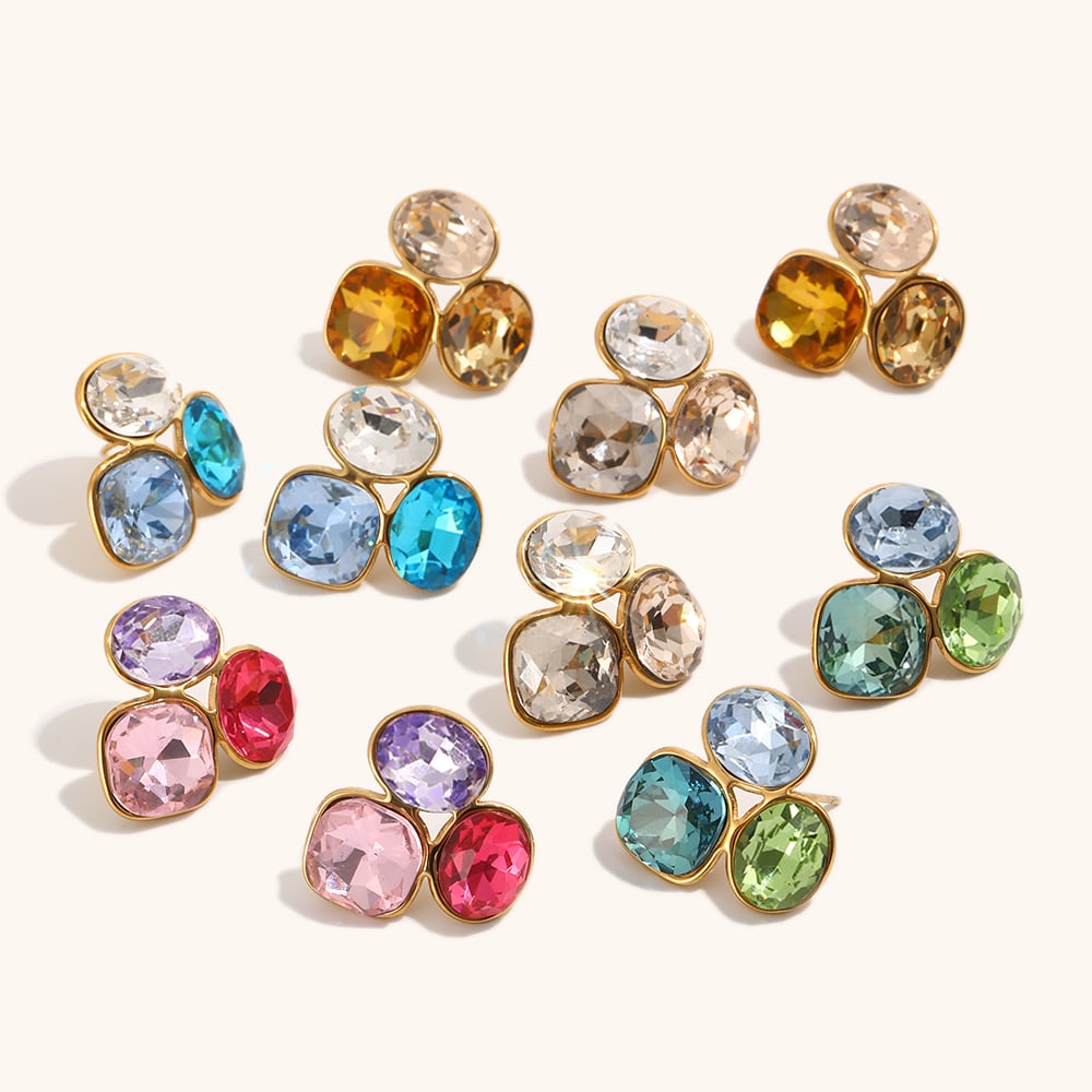 Colorful Zircon Stud Earring