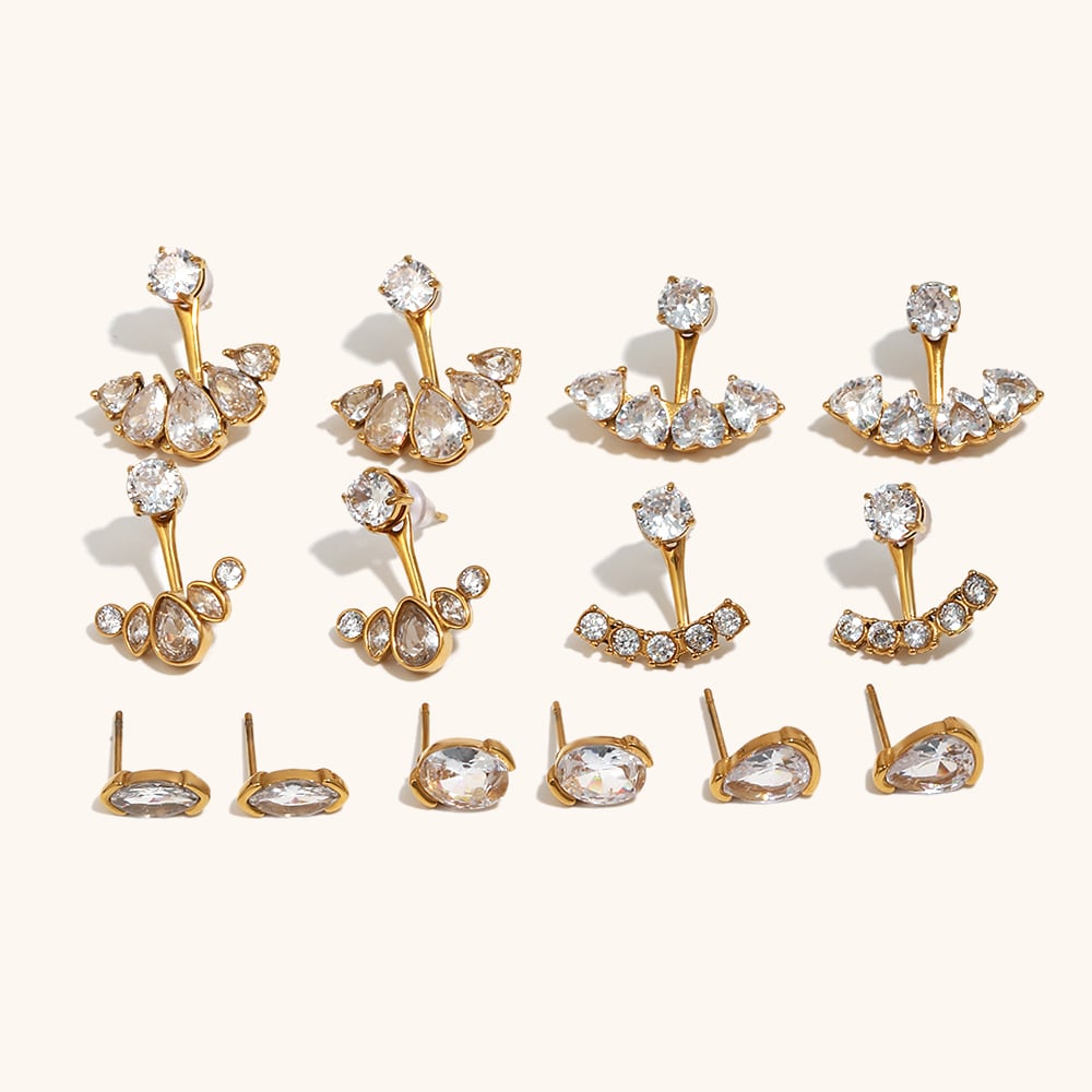 Water Drop Zircon Stud Earrings Set