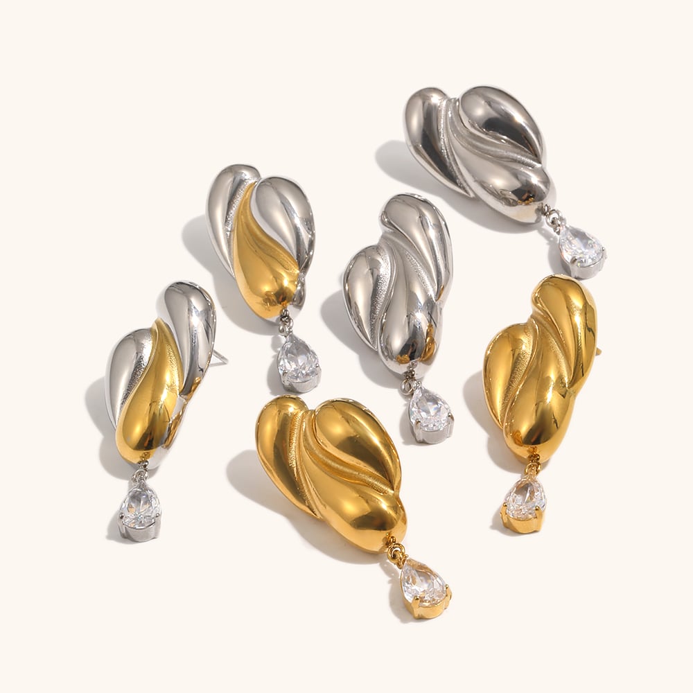 minimalist chain gold plated stud earring-3