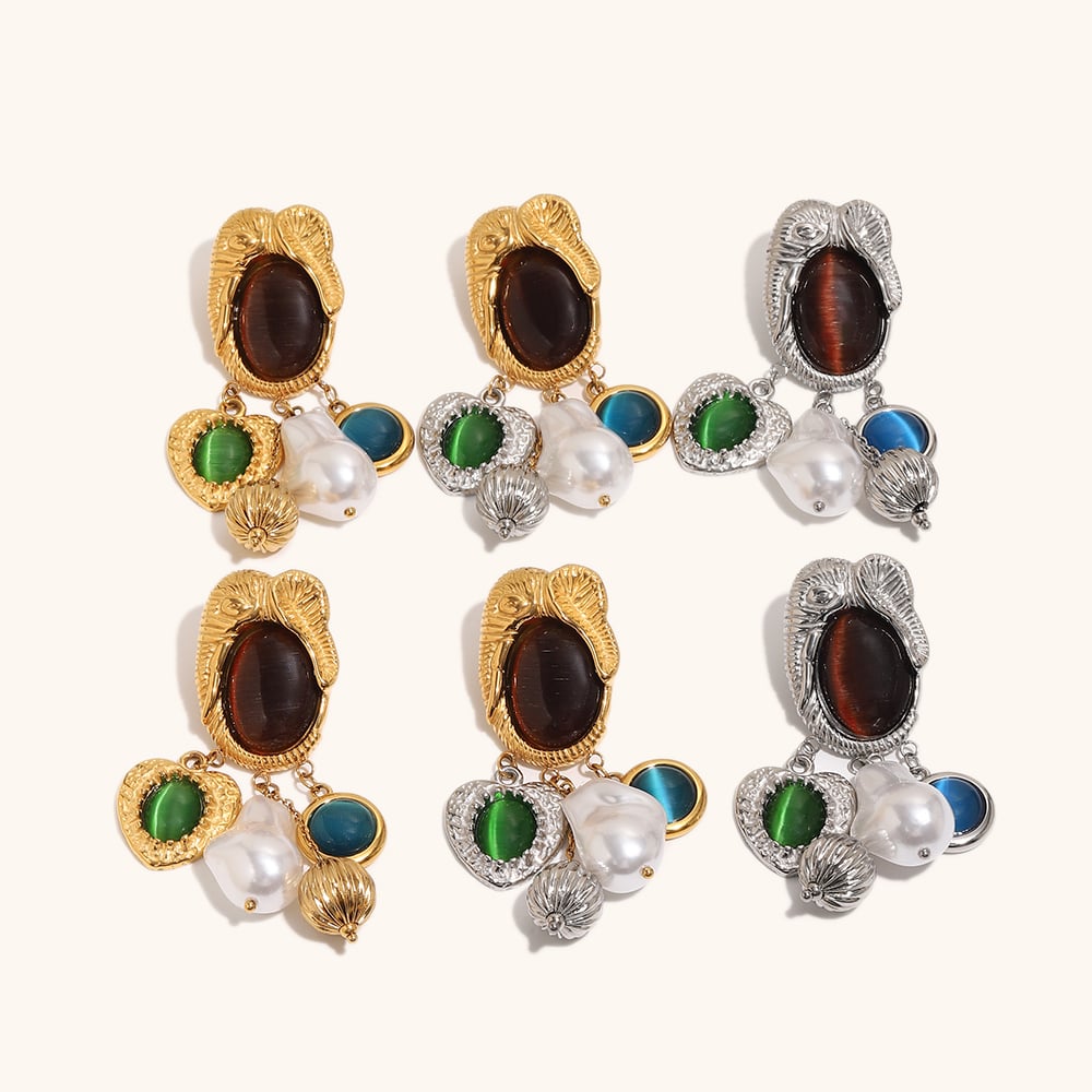 Vintage Agate Tassel Drop Earring