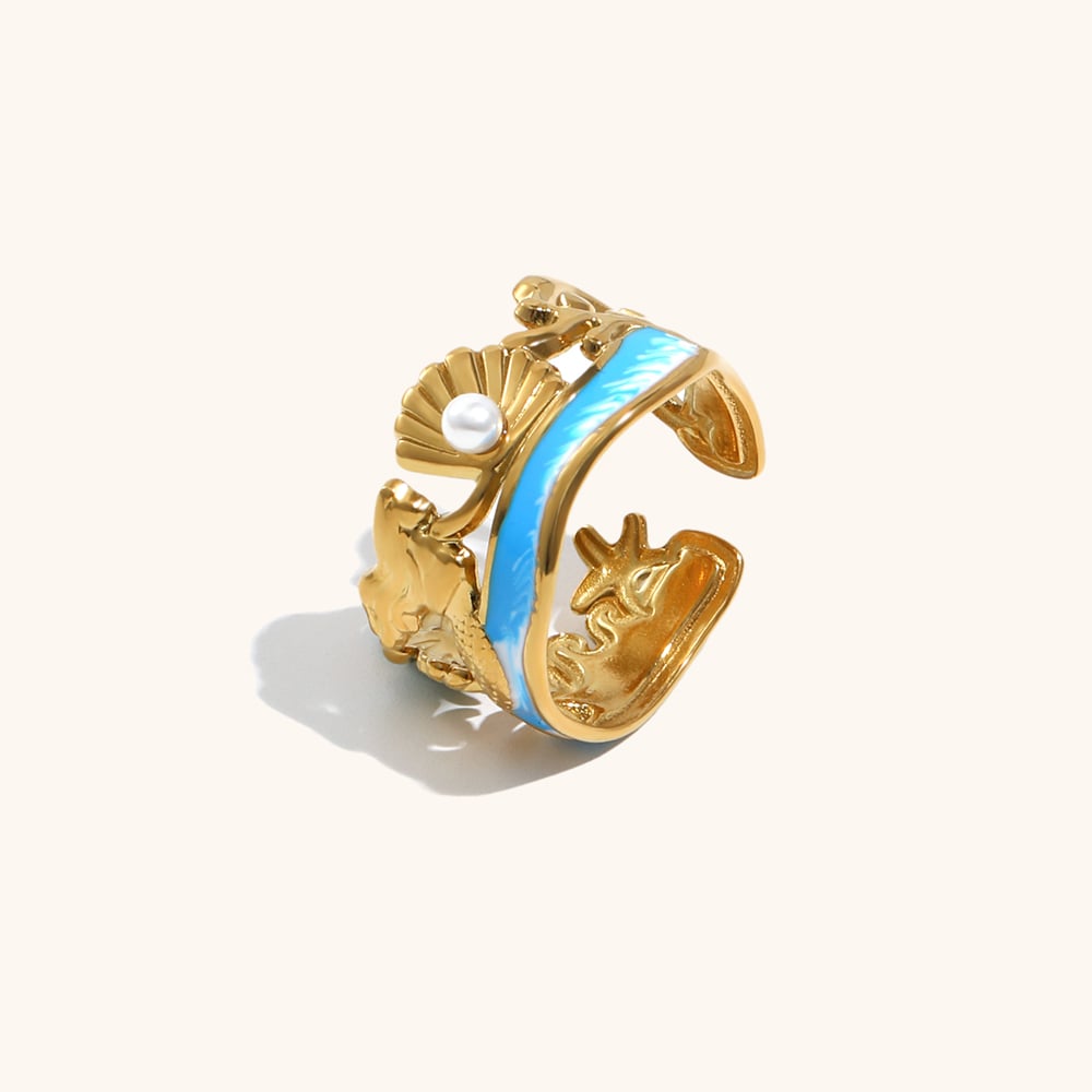Sea Theme Enamel Stacking Ring