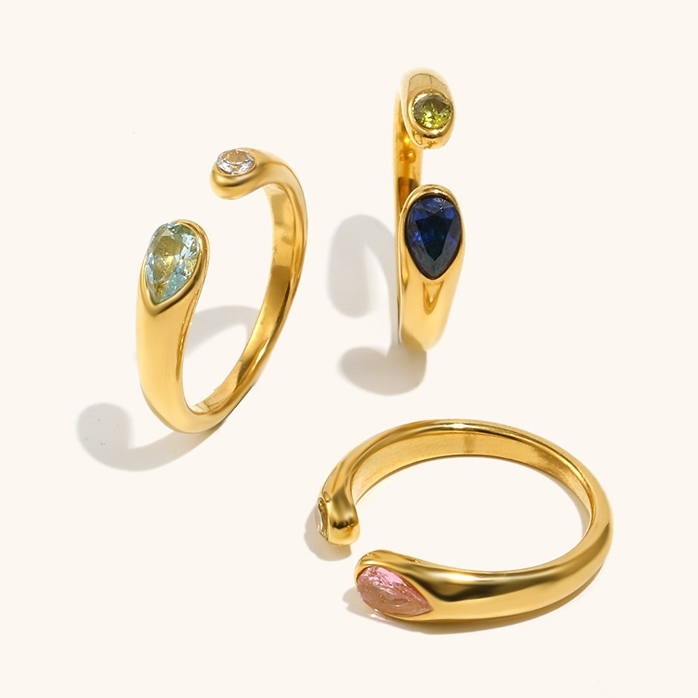 Water Drop Zircon Snake Stacking Ring