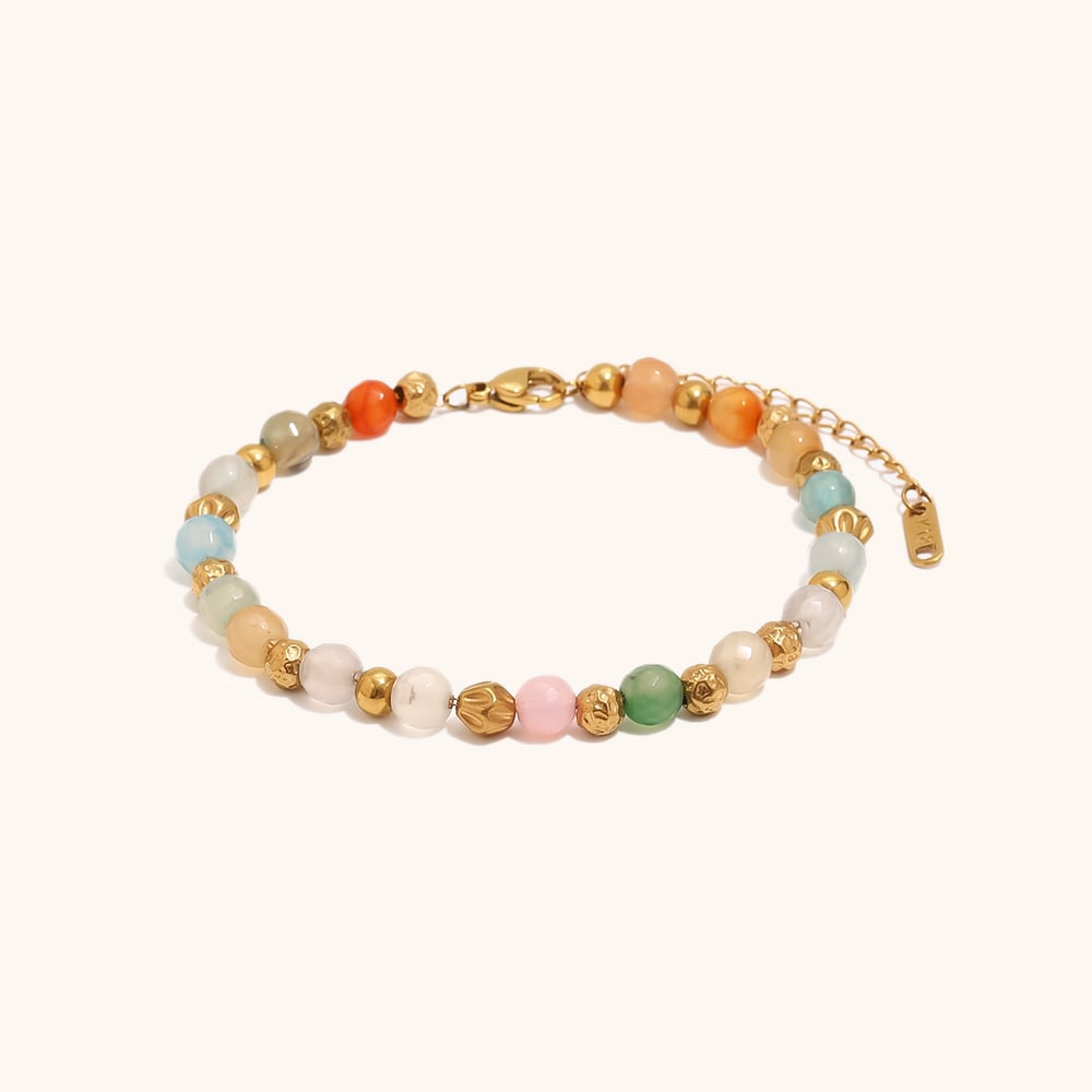 Colorful Natural Stone Bead Chain Bracelet
