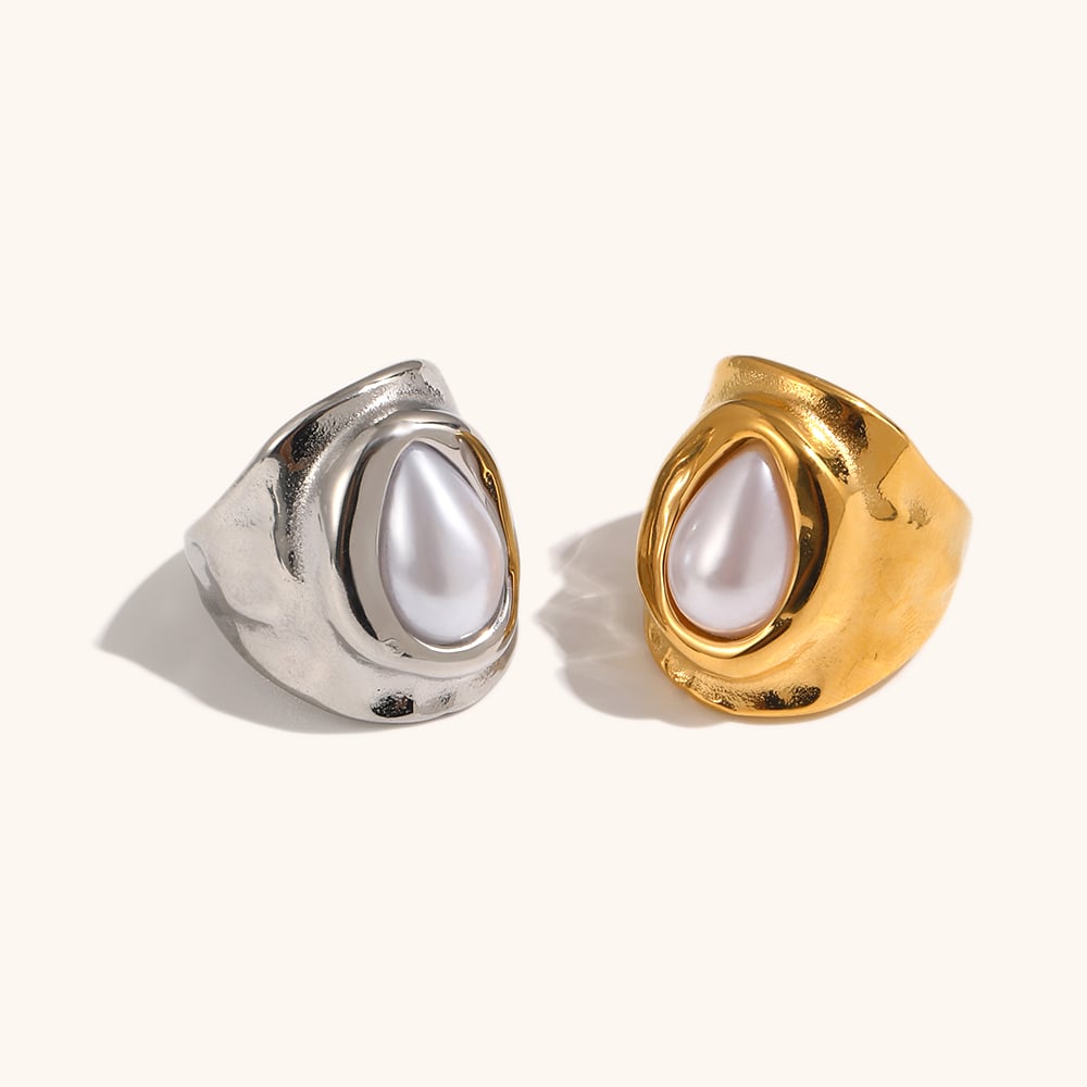 Imitation Pearl Engagement Ring