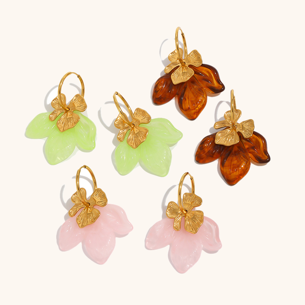Colorful Resin Acrylic Leaf Drop Earring