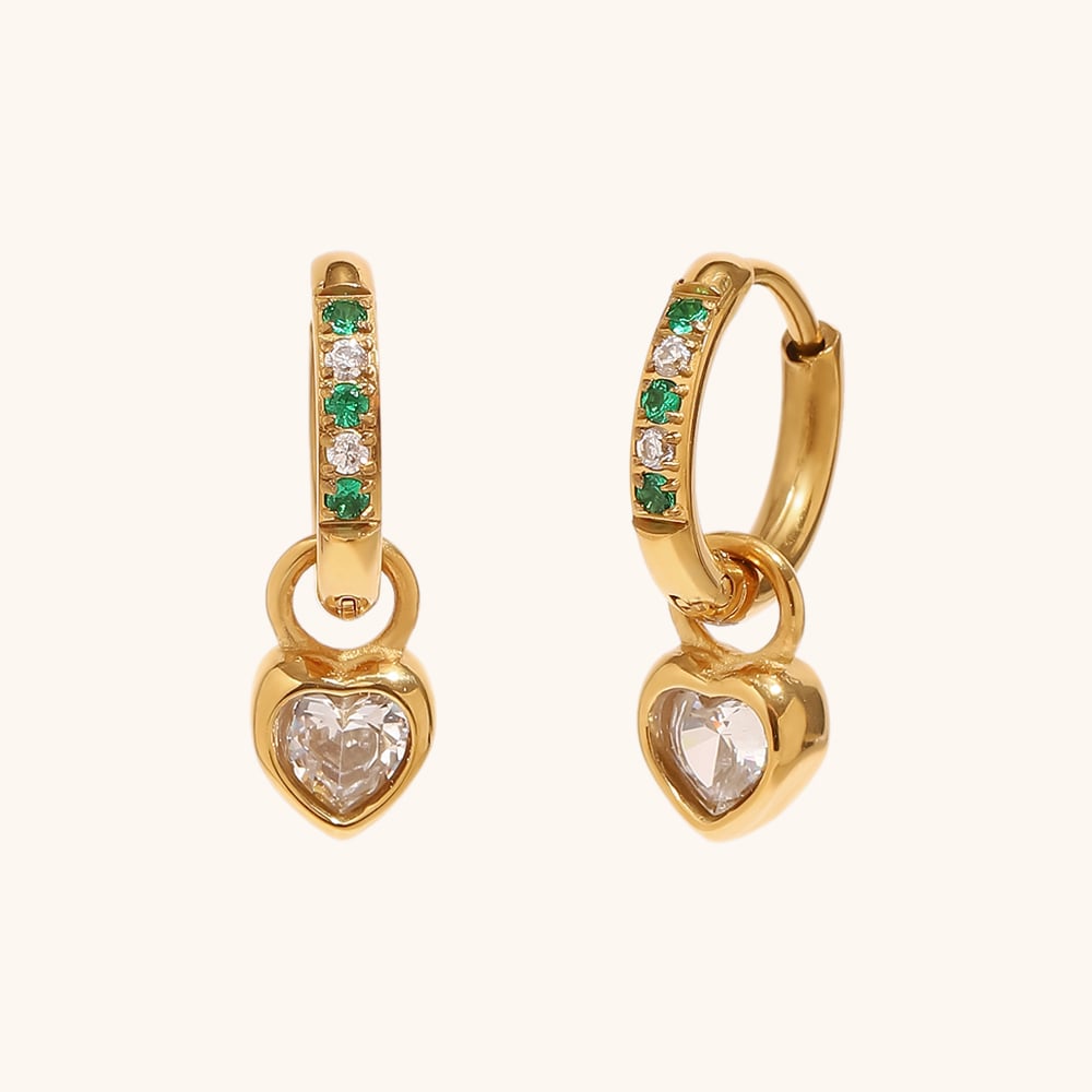 Colorful Zircon Heart Huggies Earring