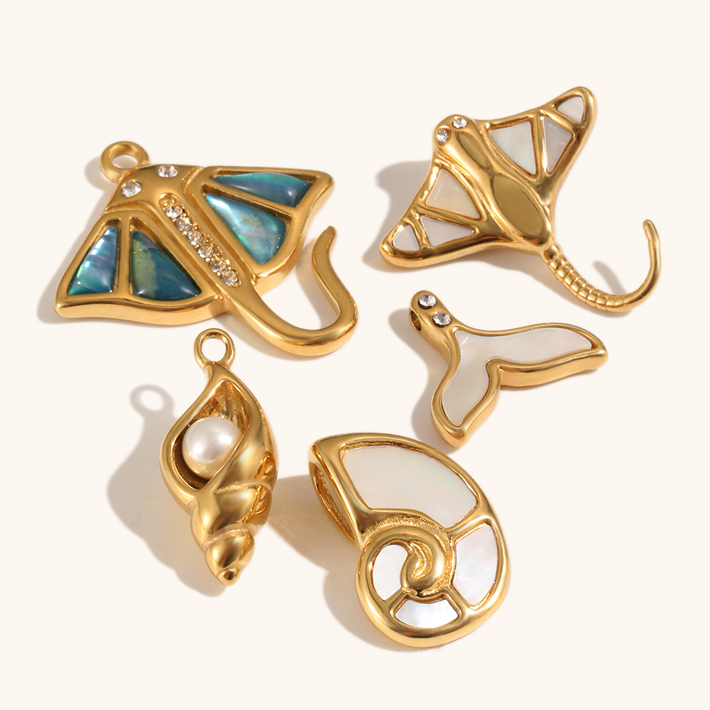 Sea Theme Gold Plated Stainless Steel Pendant Set