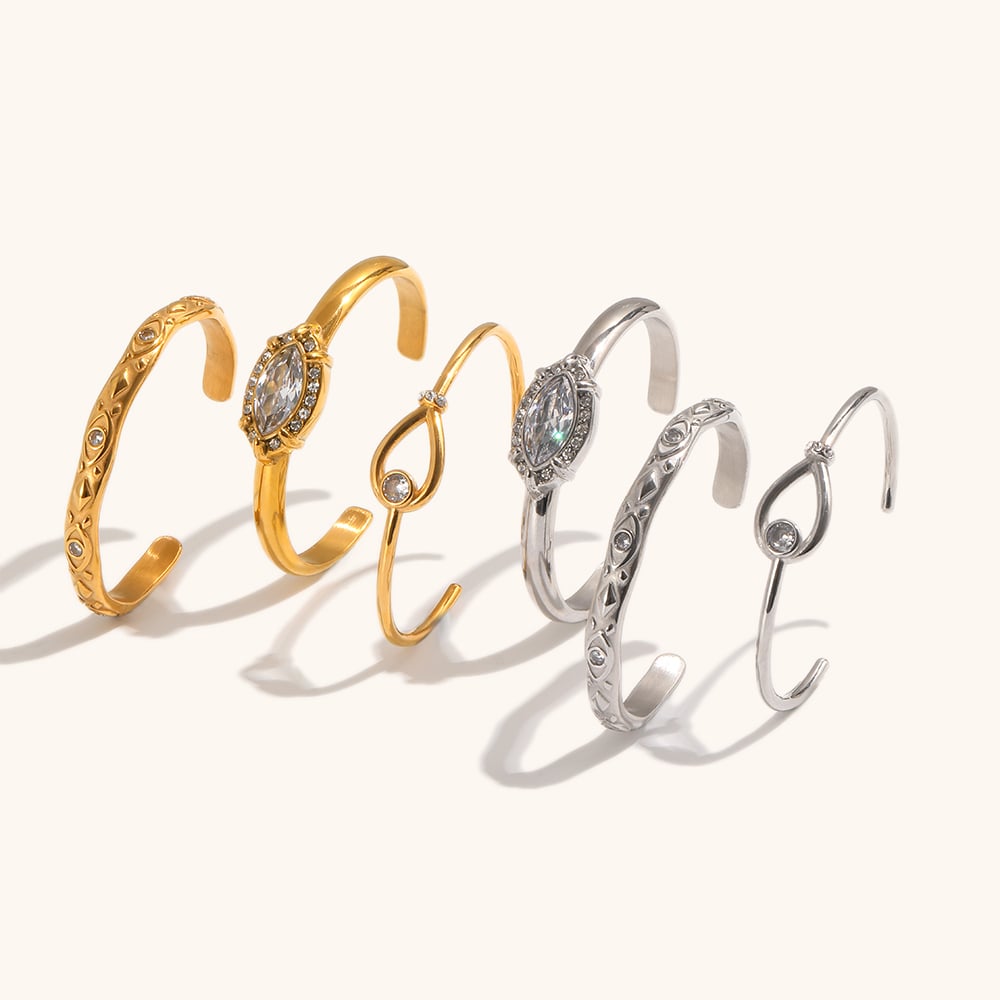 Zircon Eye Statement Cuff Bangle Set