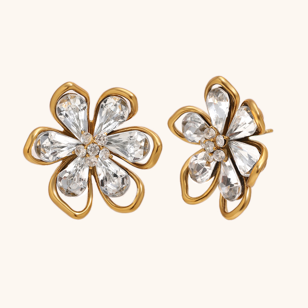 Zircon Flower Stud Earring