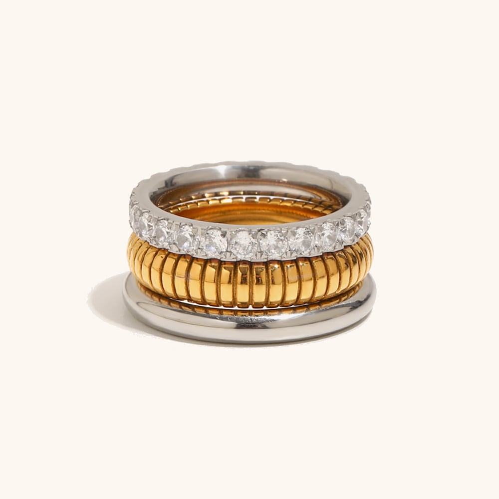 zircon irregular cuff bangle set-3