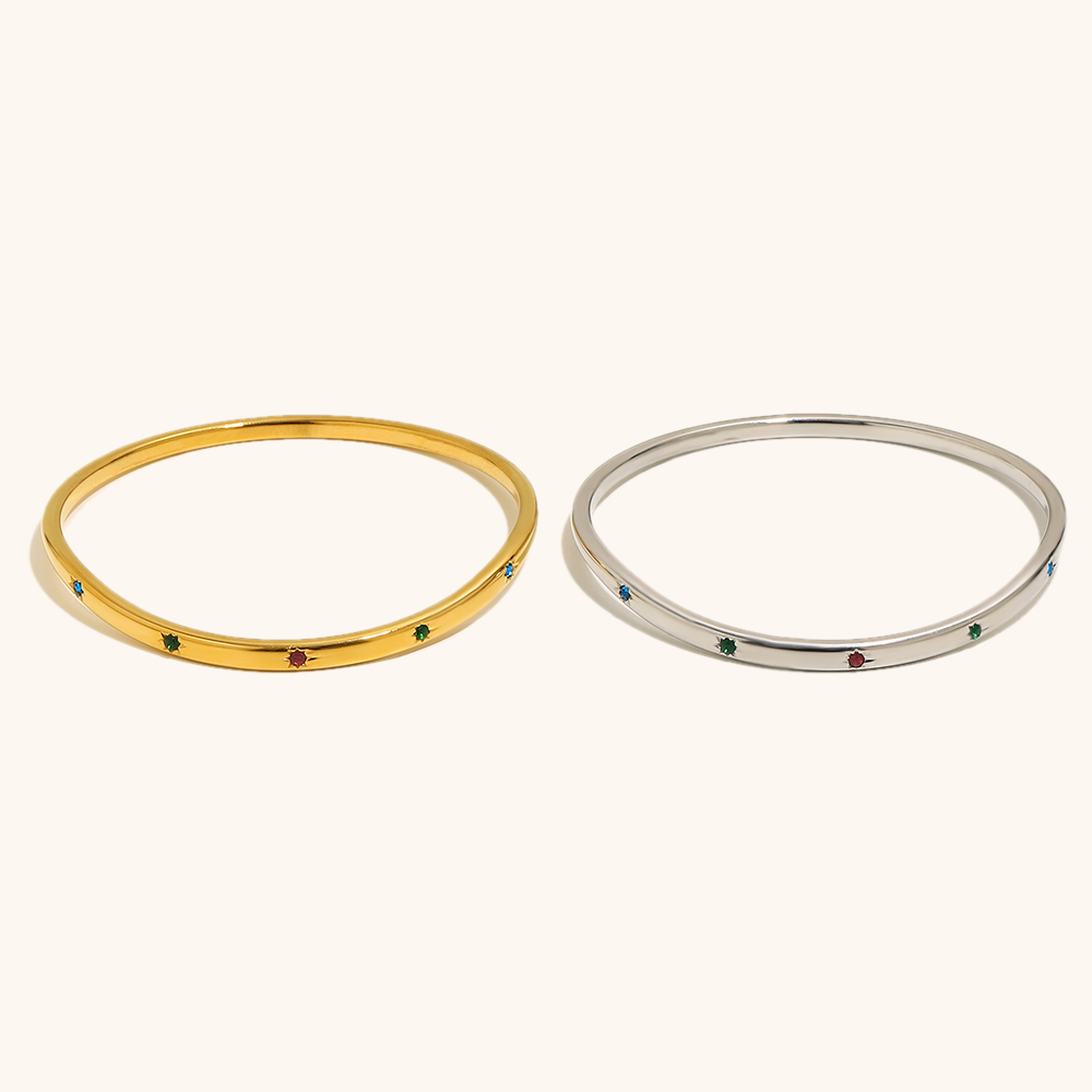 colorful square zircon chain bracelet-5