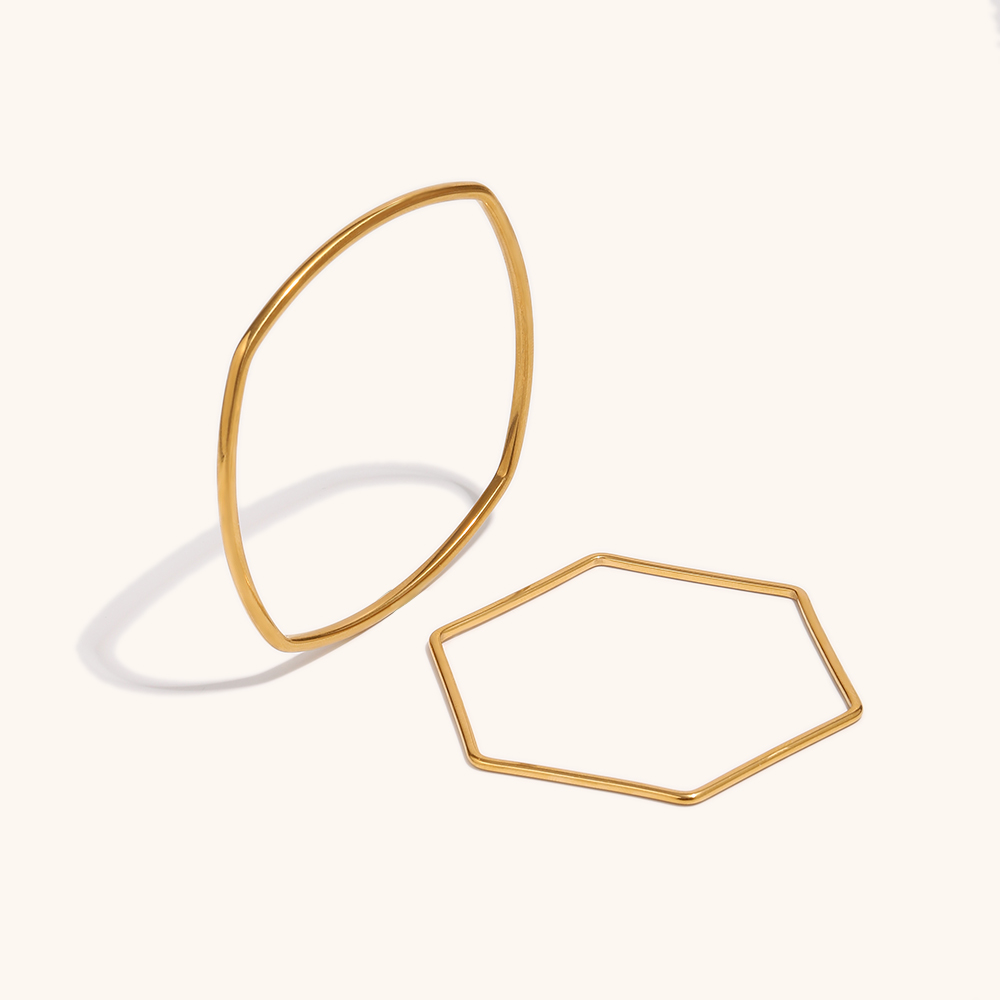 Minimalist Geometric Gold Plated Bangle