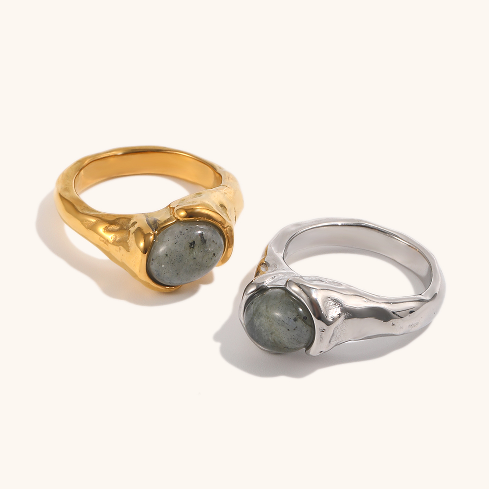 Grey Aventurine Natural Stone Ring