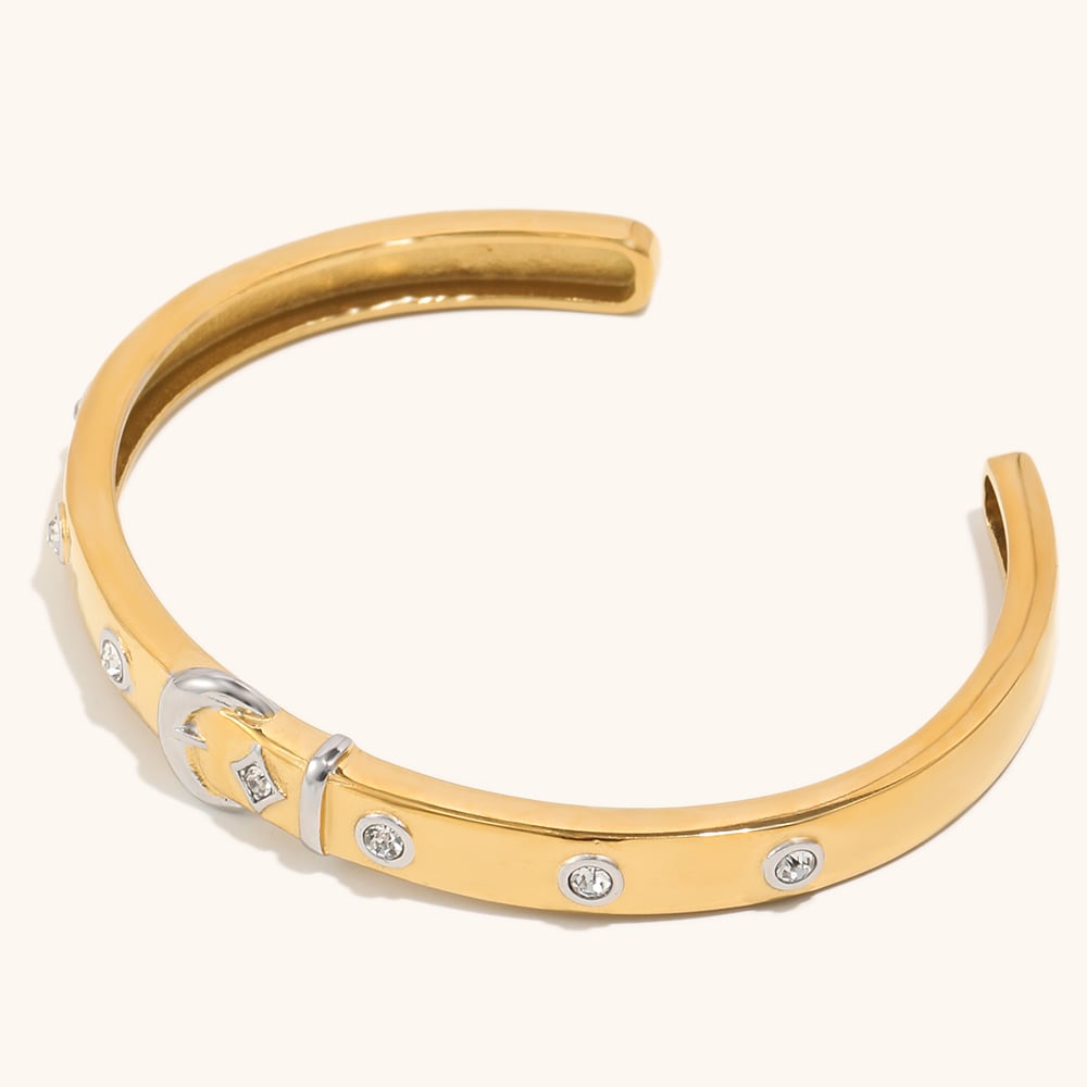 zircon irregular cuff bangle set-6