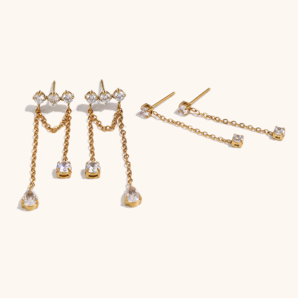 vintage enamel zircon stud earring-1