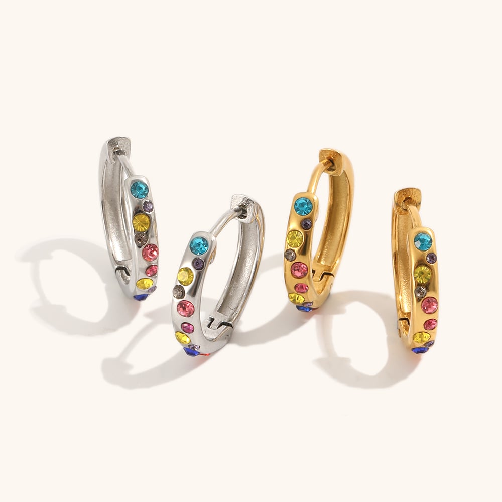 Colorful Zircon Huggies Earrings