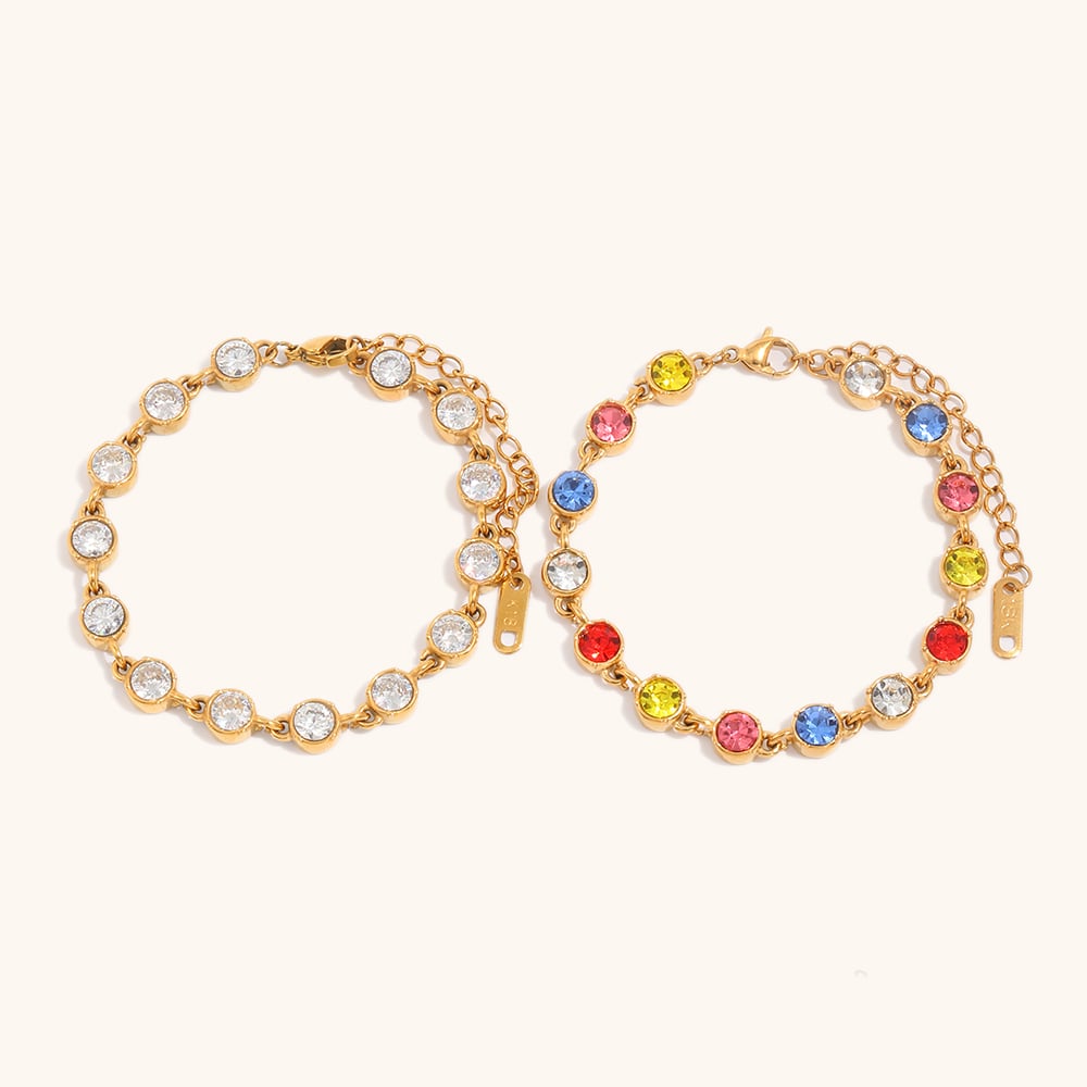 Colorful Zircon Chain Bracelet