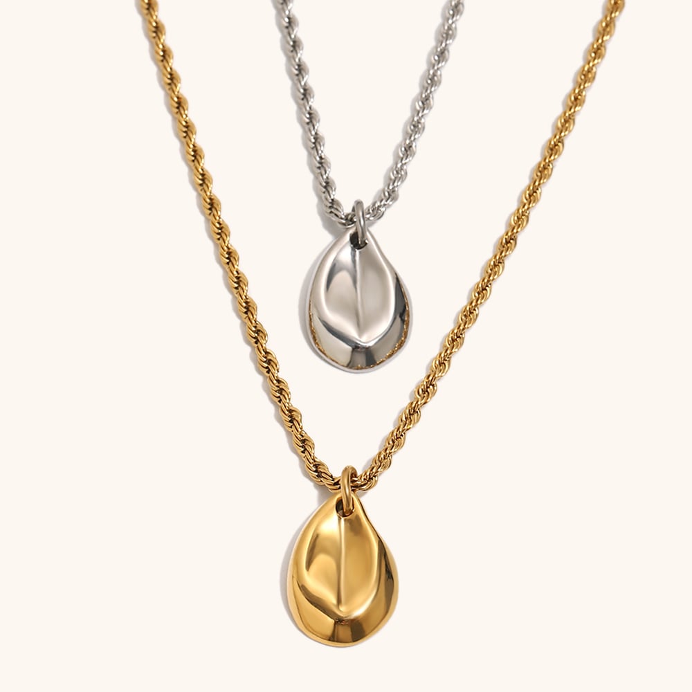 Cutting Water Drop Twisted Rope Chain Pendant Necklace