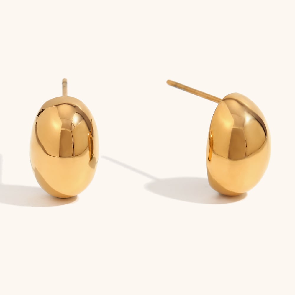 Hollow Beaded Gold Plated Stainless Steel Stud Earring