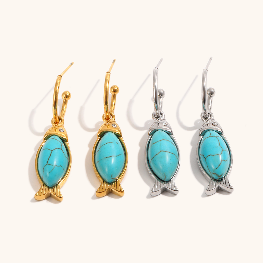 Turquoise Fish Drop Earring