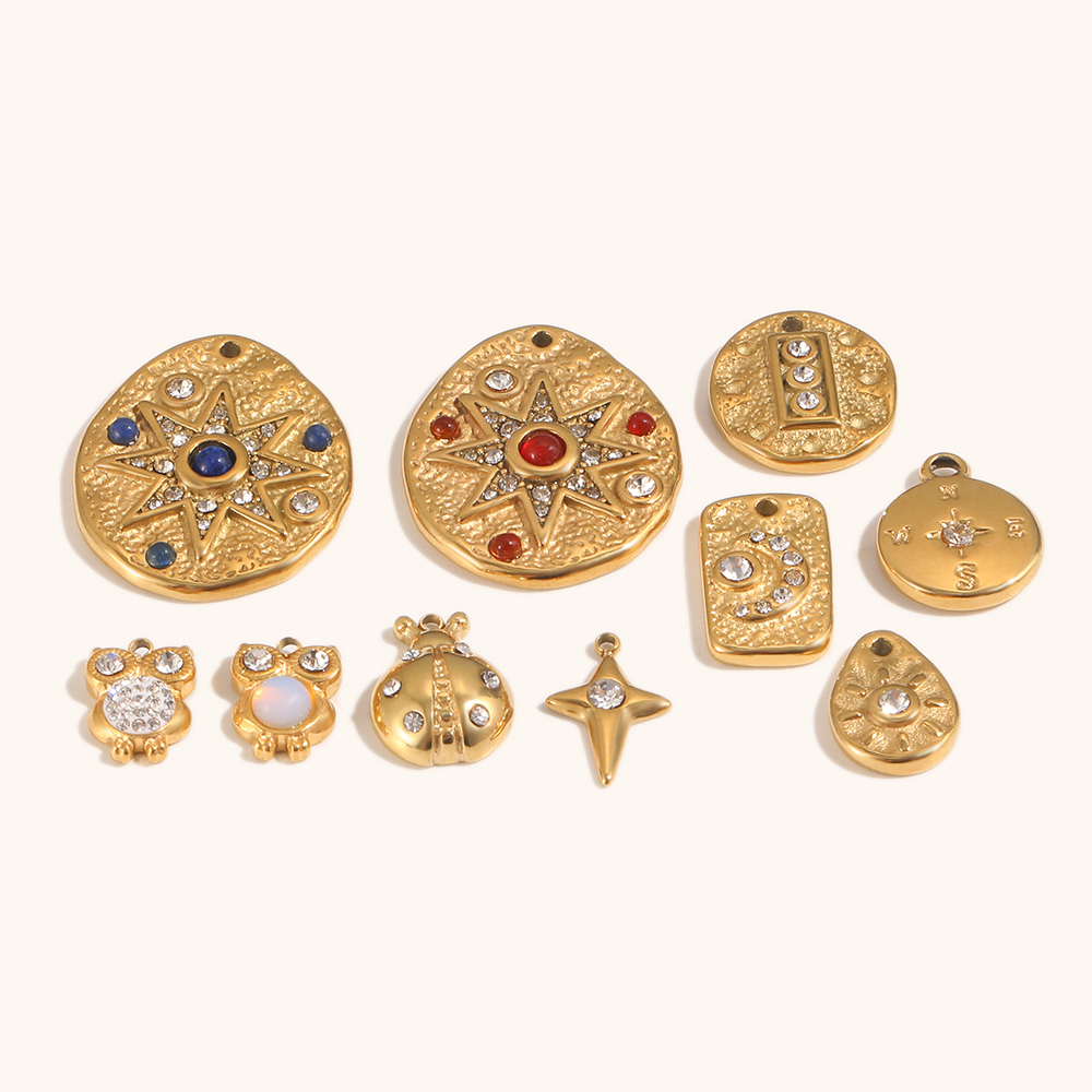 Vintage Gold Plated Pendant & Charm Set