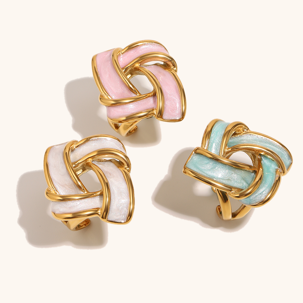 Colorful Enamel Twisted Signet Ring