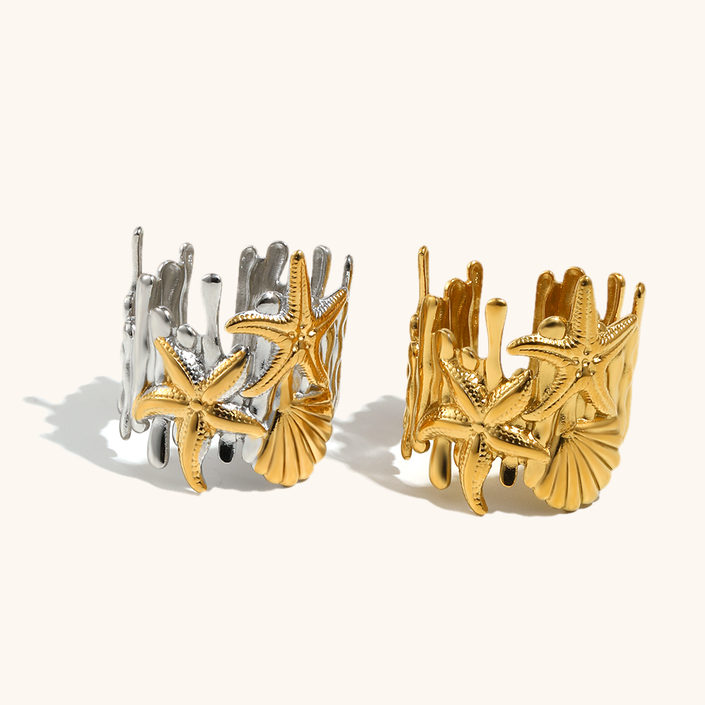 Double Color Starfish Shell Ring