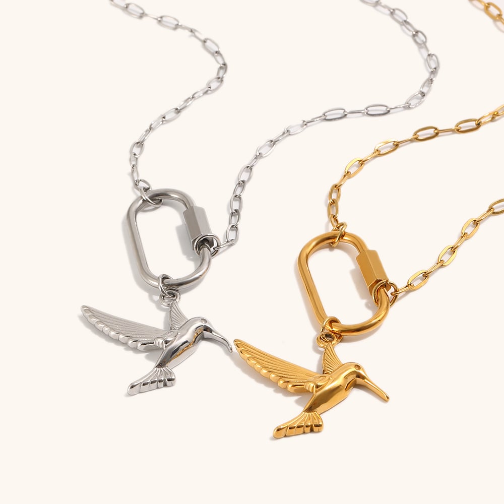 Hummingbird Carabiner Lock Pendant Necklace