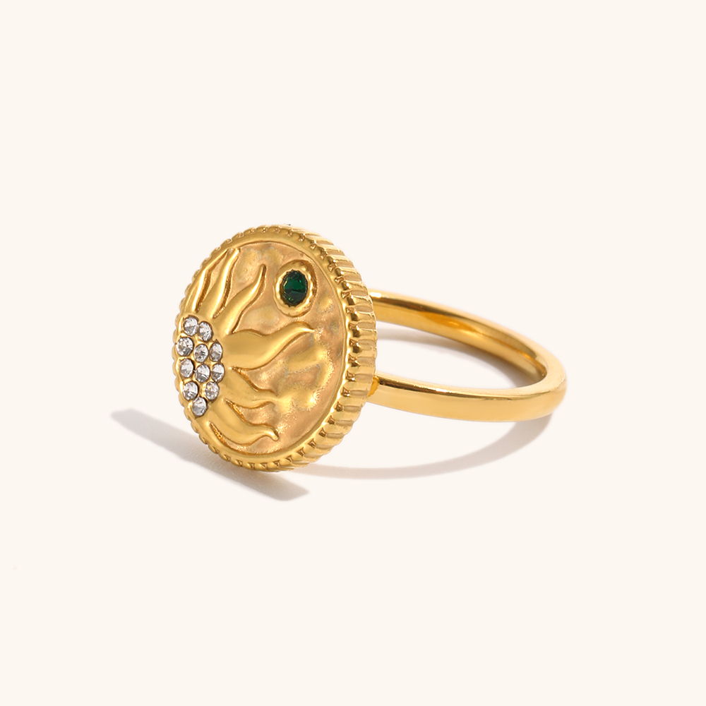 Vintage Zircon Sun Signet Ring