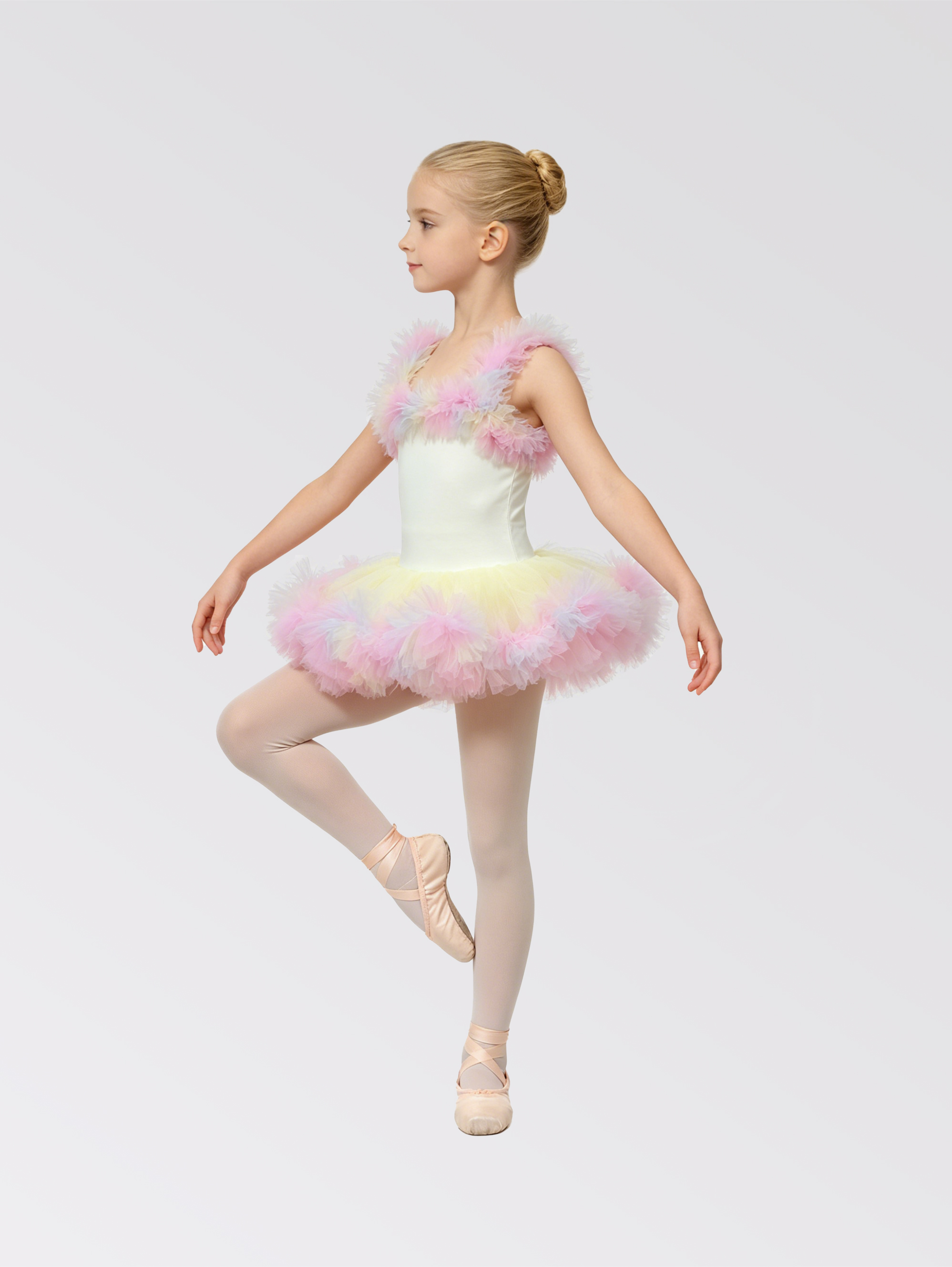 RA-004-Juniper-White/Pink/Yellow-Ballet tutu
