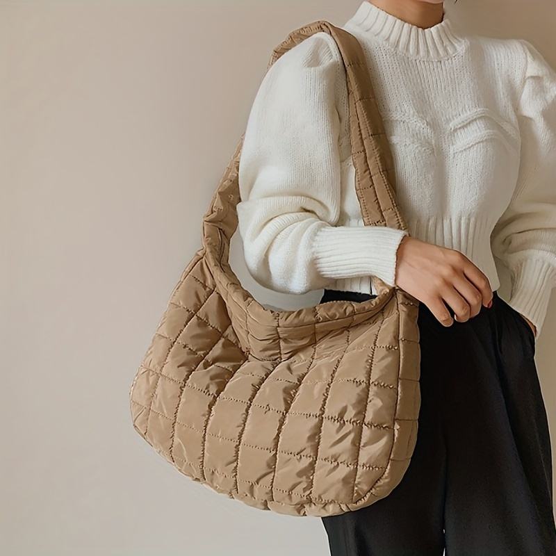 Trendige wattierter Handtasche Puffer-Tasche für Frauen gesteppte, aufgebauschte Hobo-Tasche, leichter Daunen- oder Baumwoll-wattierter Schultergurt