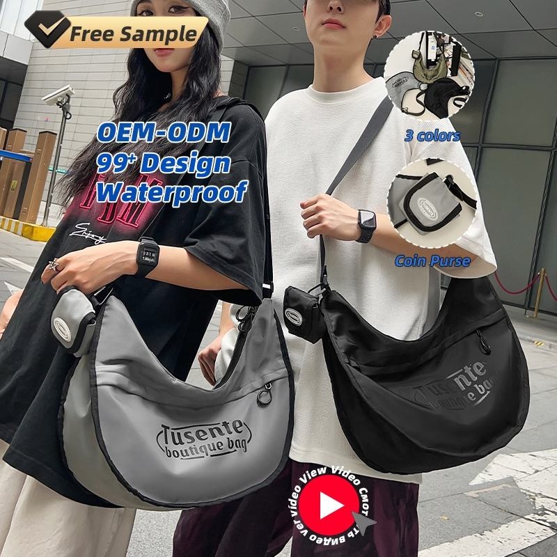 2 in 1 세 가지 색상 문자 프린트 방수 스포츠 나일론 유니섹스 클래스 딤섬 크로스바디 숄더 여행 가방 + 동전 지갑