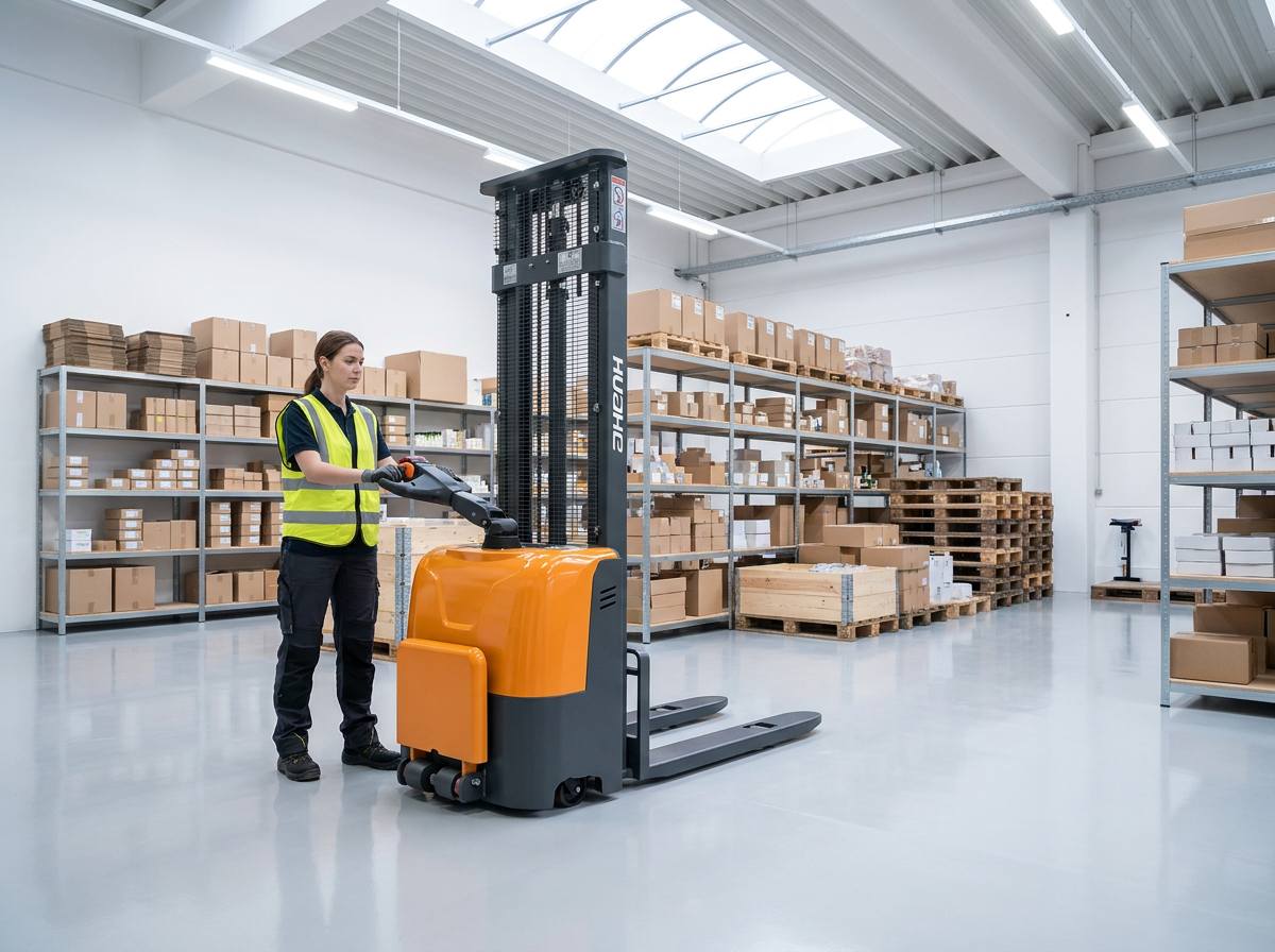 What Is a Station-operated Electric Pallet Stacking Truck?