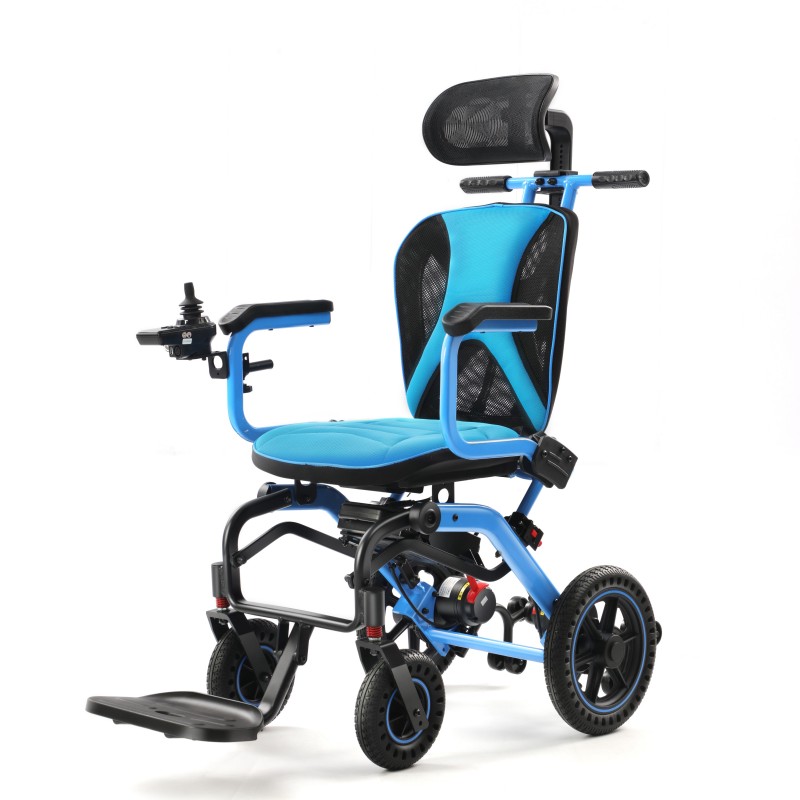 Adjustable Headrest Aluminum Electric Wheelchair for Travel