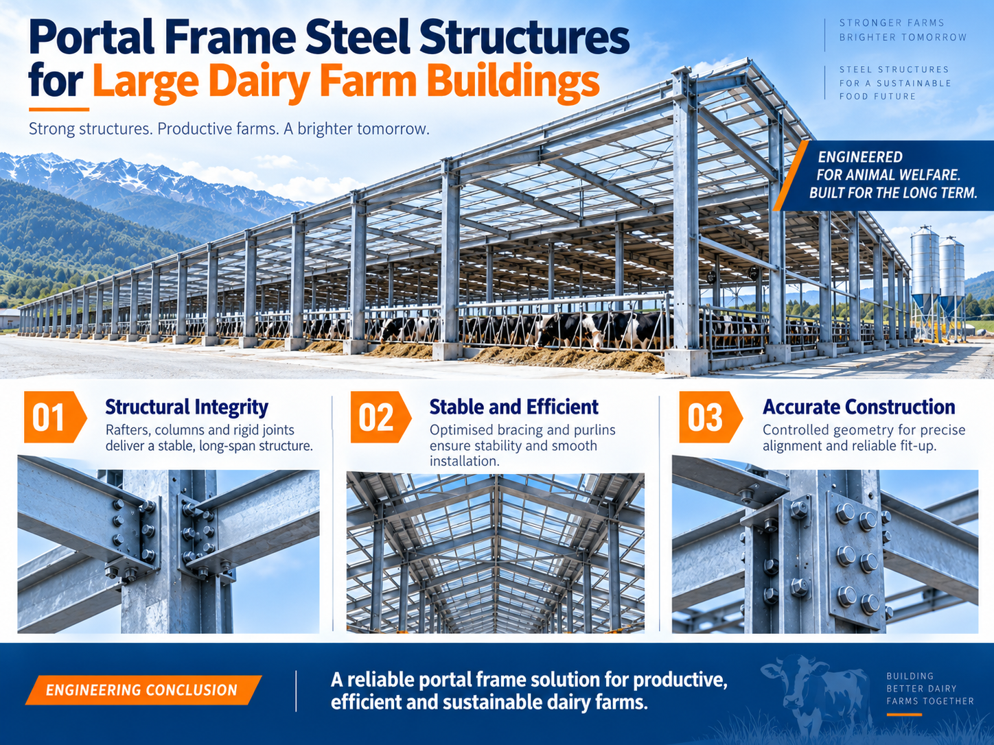 Dairy Farm Steel Structure Project | Portal Frame Design & Fabrication