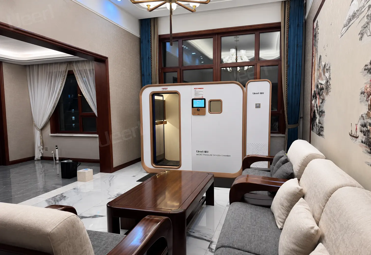 Ueerl-hyperbaric-oxygen-chamber-installed-in-a-private-villa-living-room.webp
