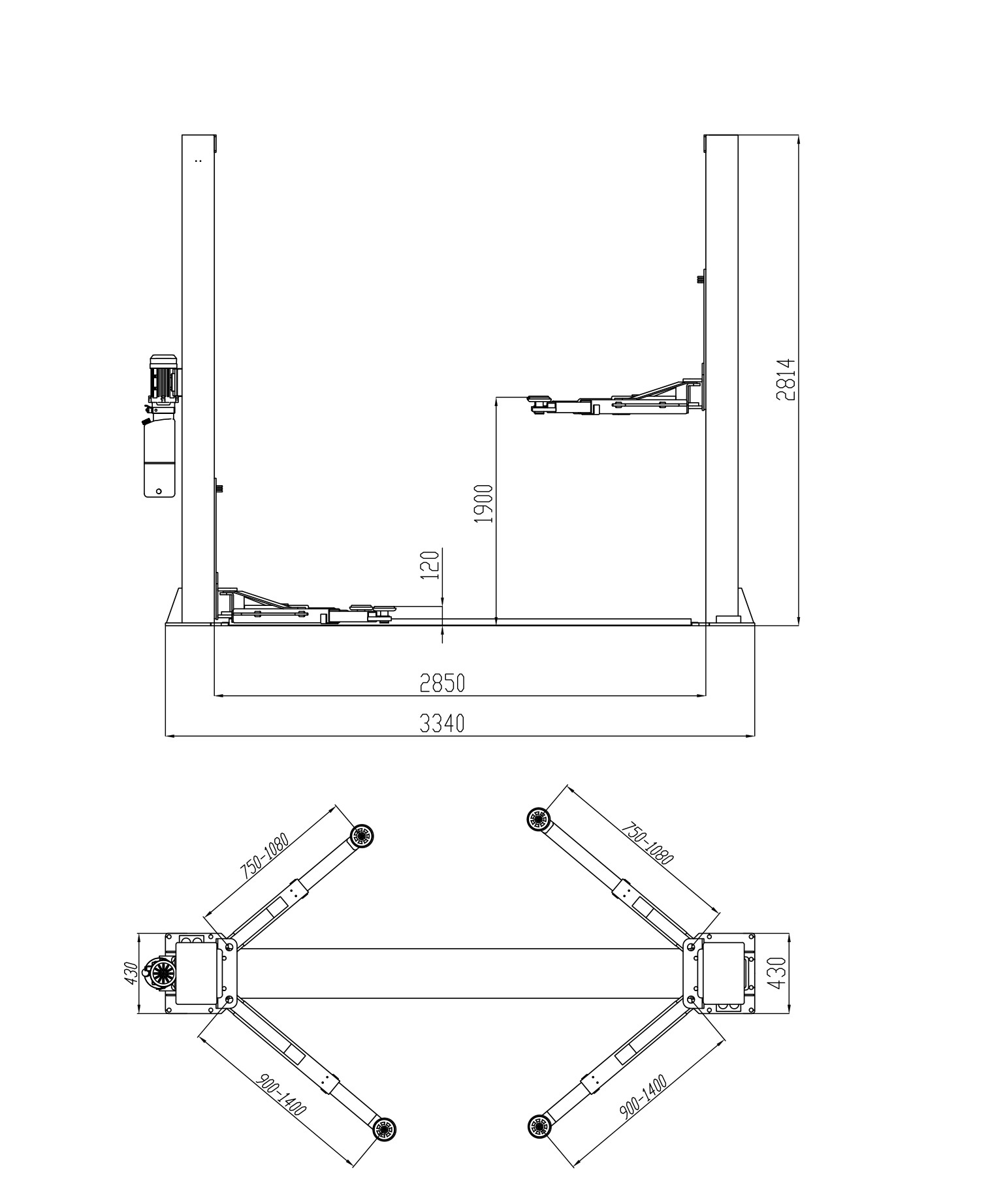 4 Ton Floor-Plate 2-Post Lift, Dual-point manual release details