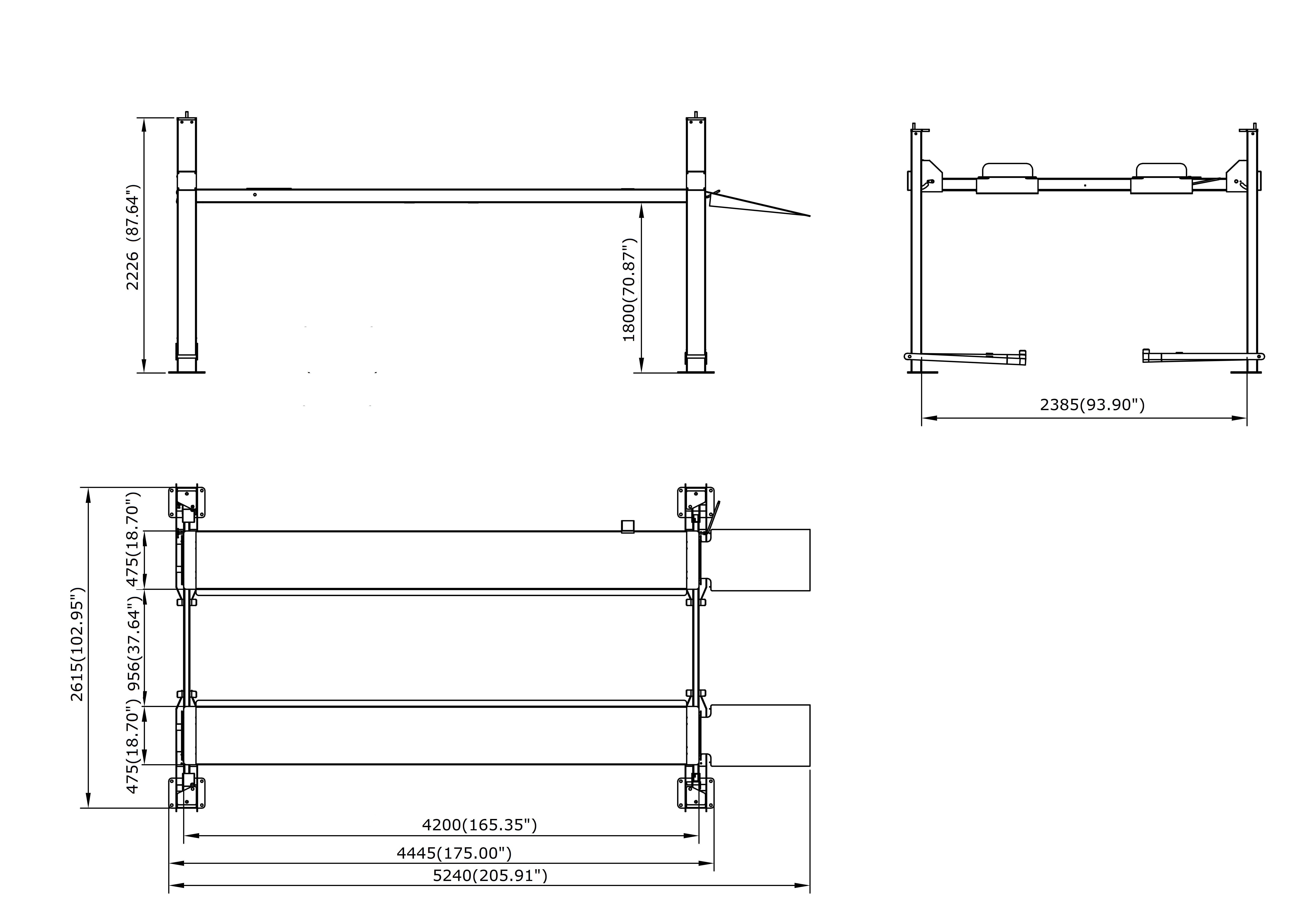 36 ton 8000 lbs portable four post parking lift-1