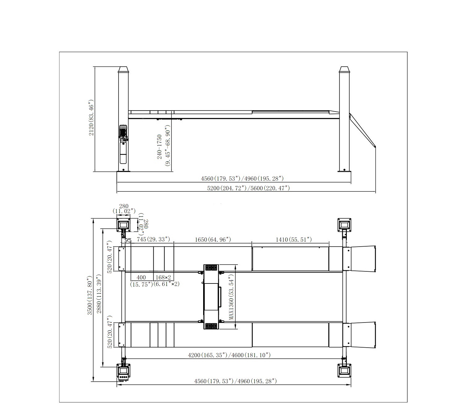 4 ton 9000 lbs capacity four post alignment lift-1