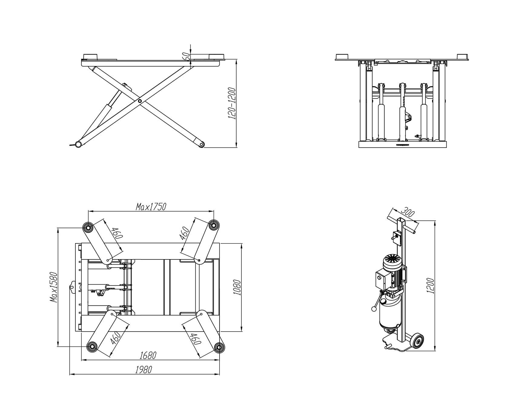 2.8 Ton  Capacity Portable Mid-rise Scissor Lift, Manual Lock Release factory
